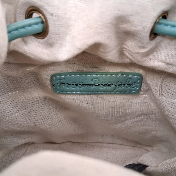 NEW | FREE PEOPLE | Blue | Cutout Bucket Bag w/ Canvas Lining - Picture 2 of 12